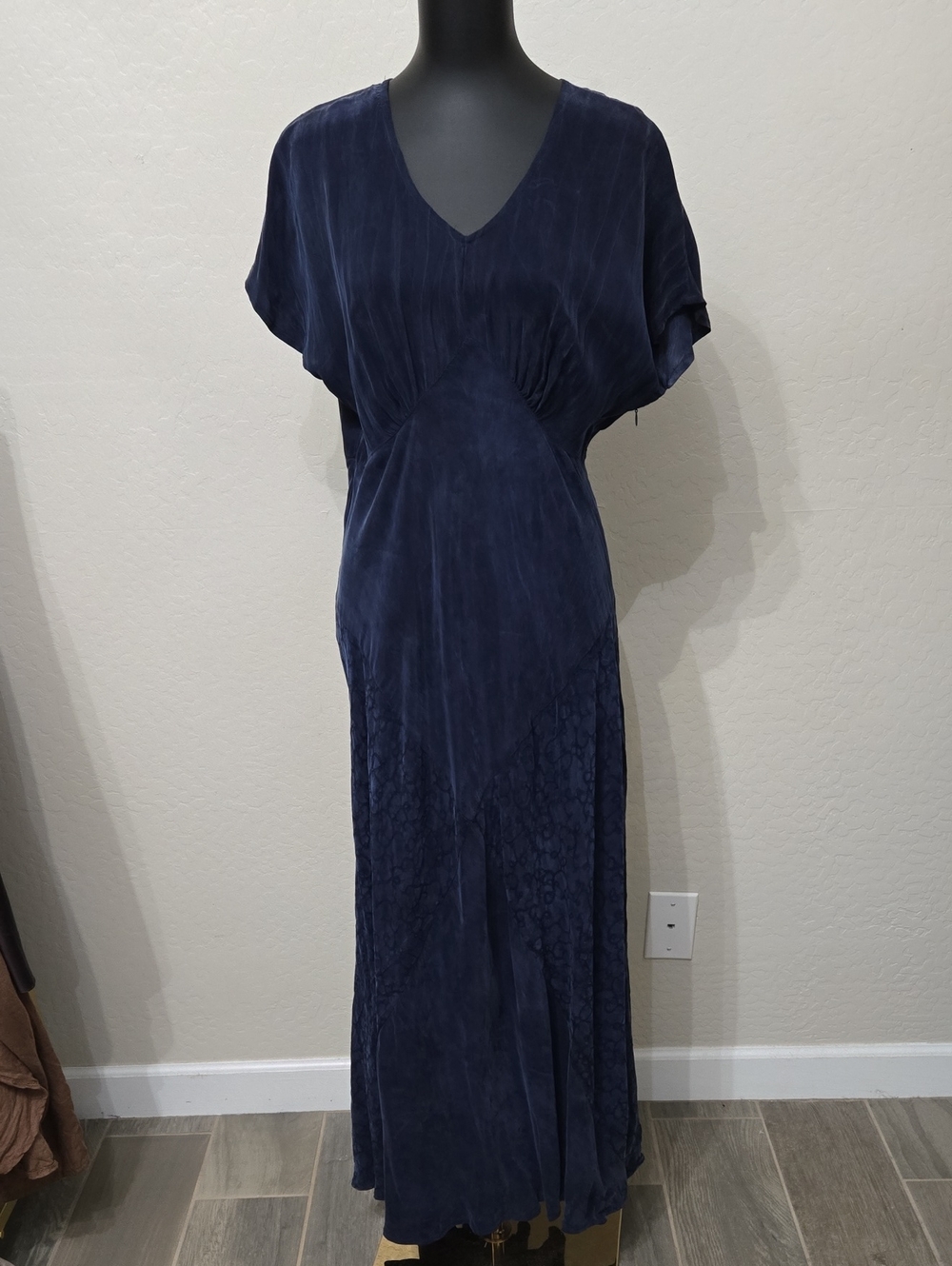 Carole Little Blue Silk Maxi Dress Size 14